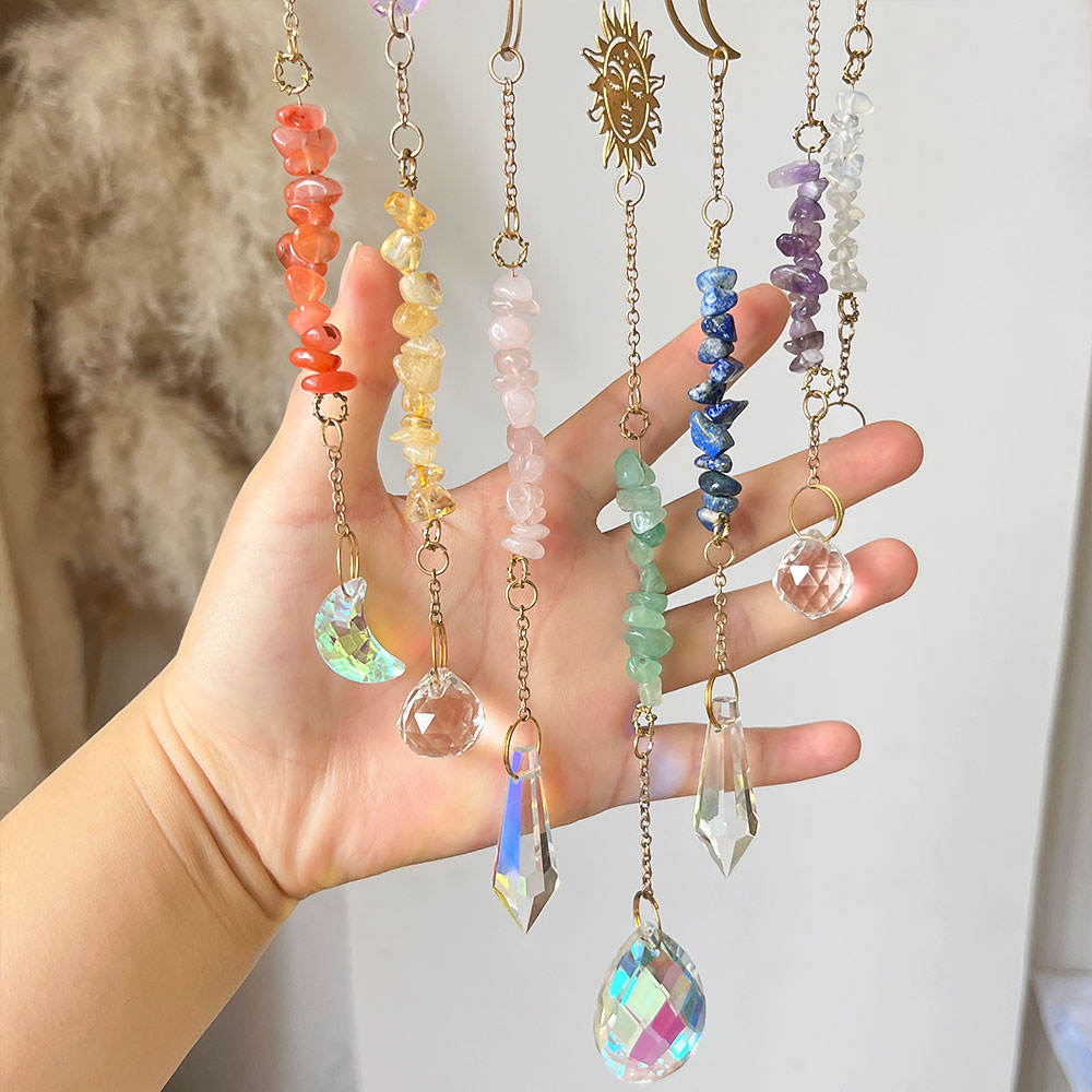 Cloud Moon 7 Chakra Healing Crystal Suncatcher