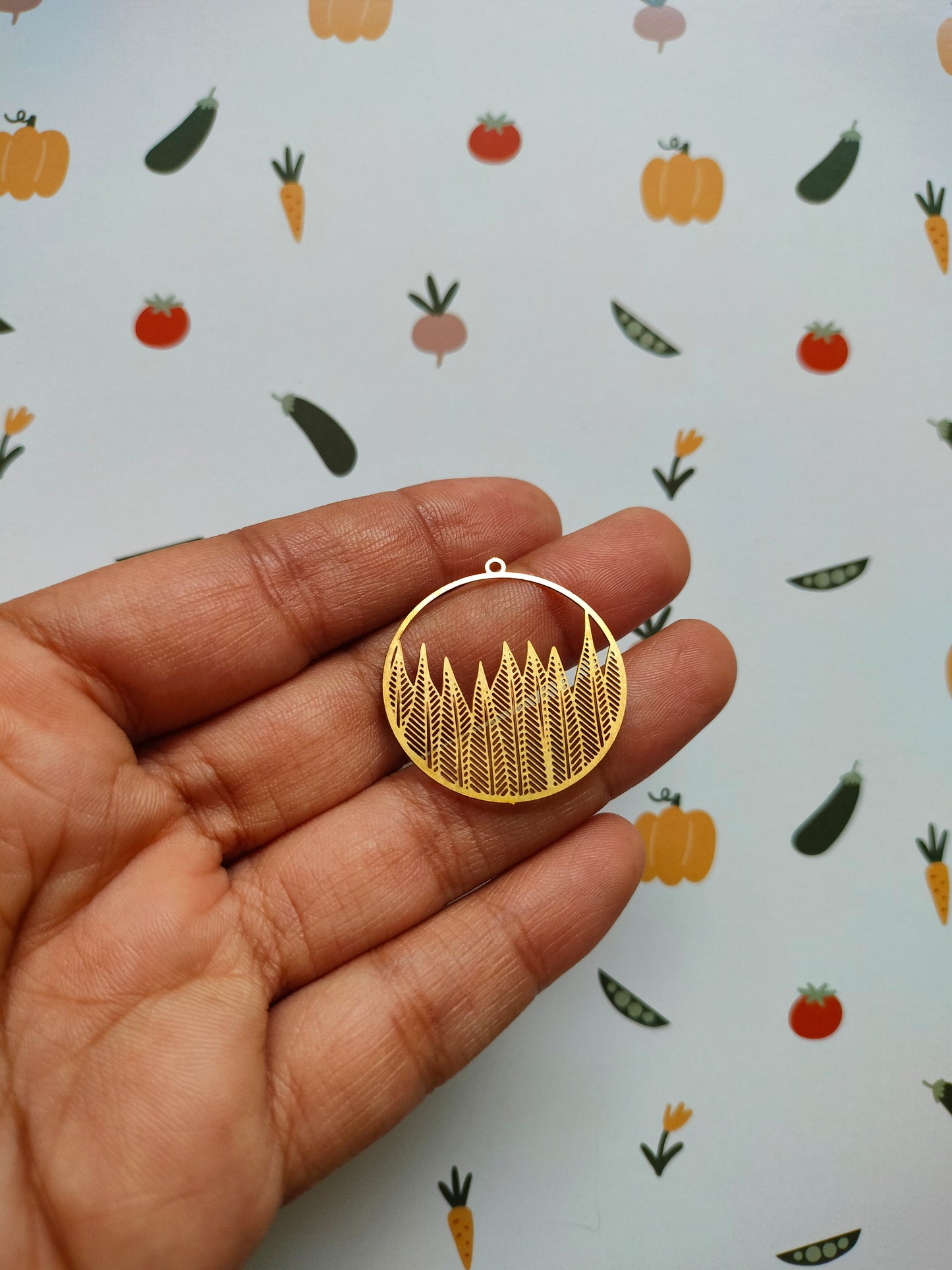 Forest Earring Charms, Round Wheat field Earring, Tree Landscape Pendant