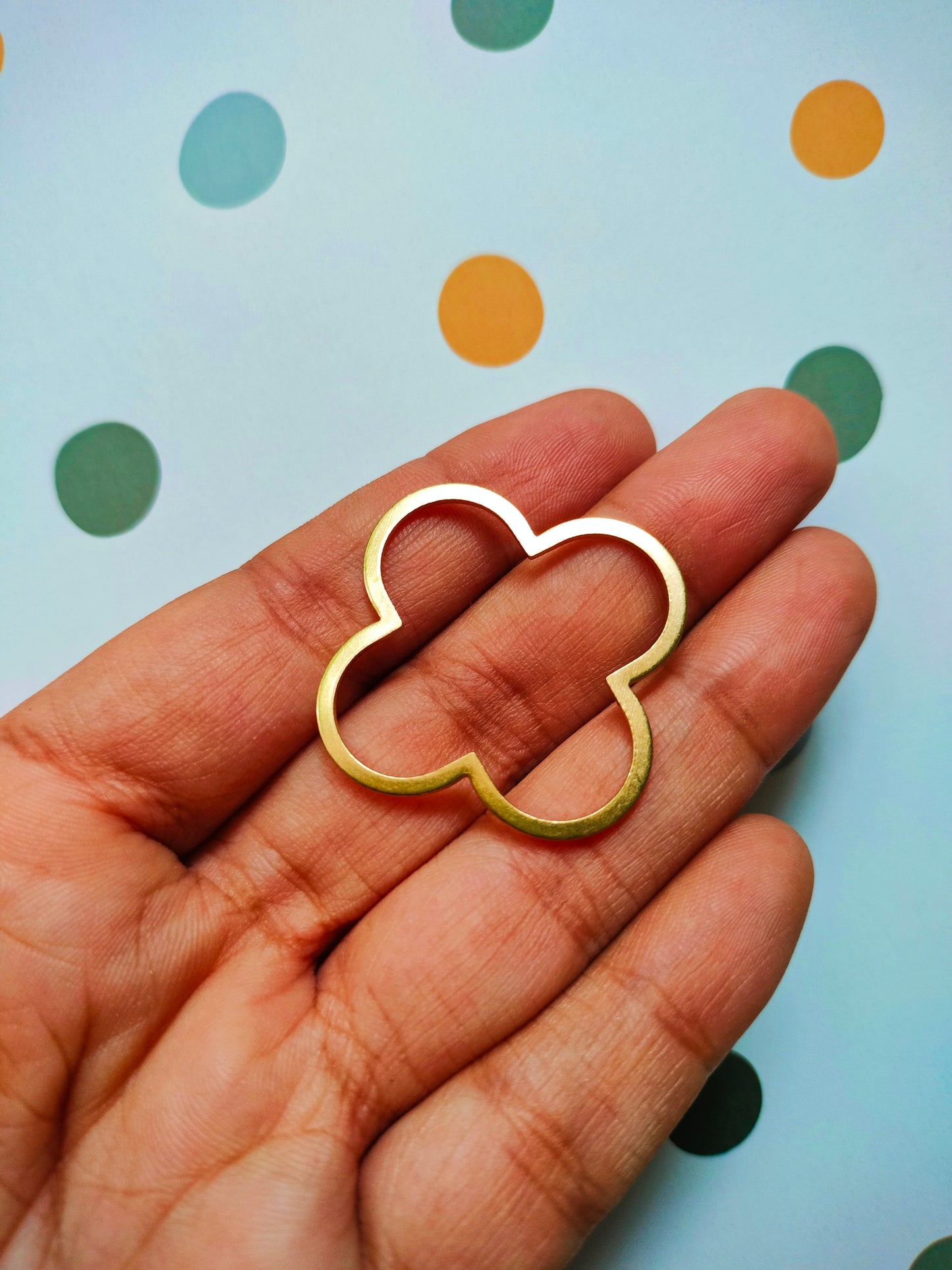 Clover leaf brass charm