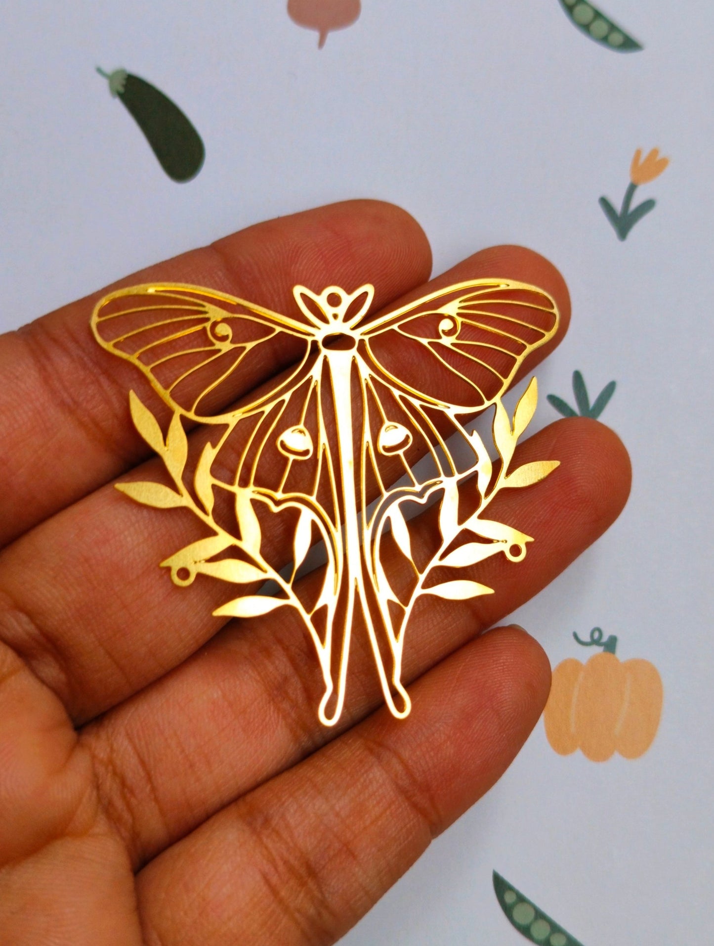 Luna Moth Brass Charm | Butterfly | Moth charm D
