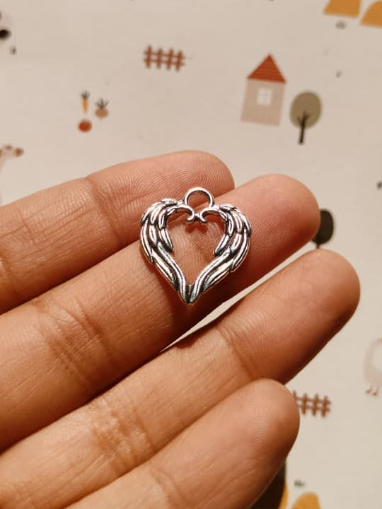 AngelWing Heart Charm | Resin Alloy Jewelry Making | 1PC