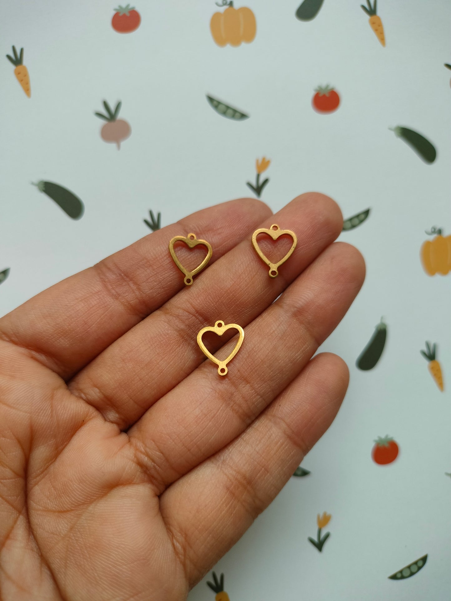 Hollow Heart Mini Brass connector Charm