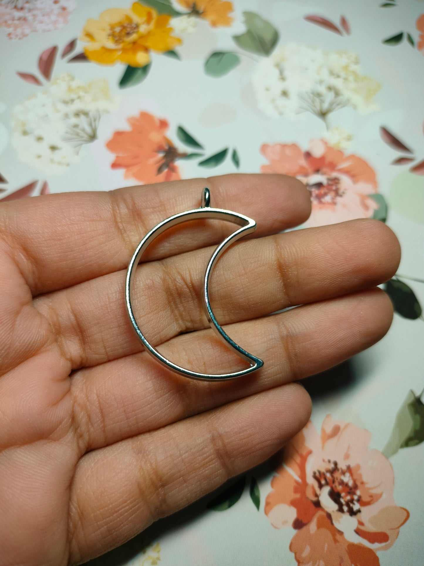 Moon Bezel Silver |Pendant Charm| Resin Alloy Jewelry Making