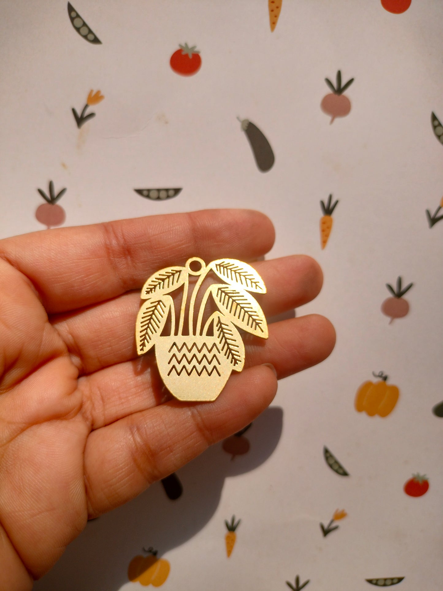 Potted Plants Laser Cut Earring, Abstract Waves Vase Charm, Nervure Rib Leaf Charm