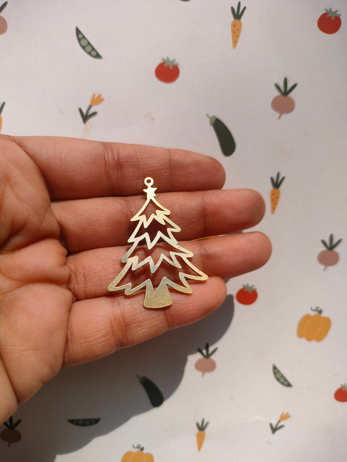 Christmas Tree Charm, Pine Tree Charm, Brass Christmas Charms