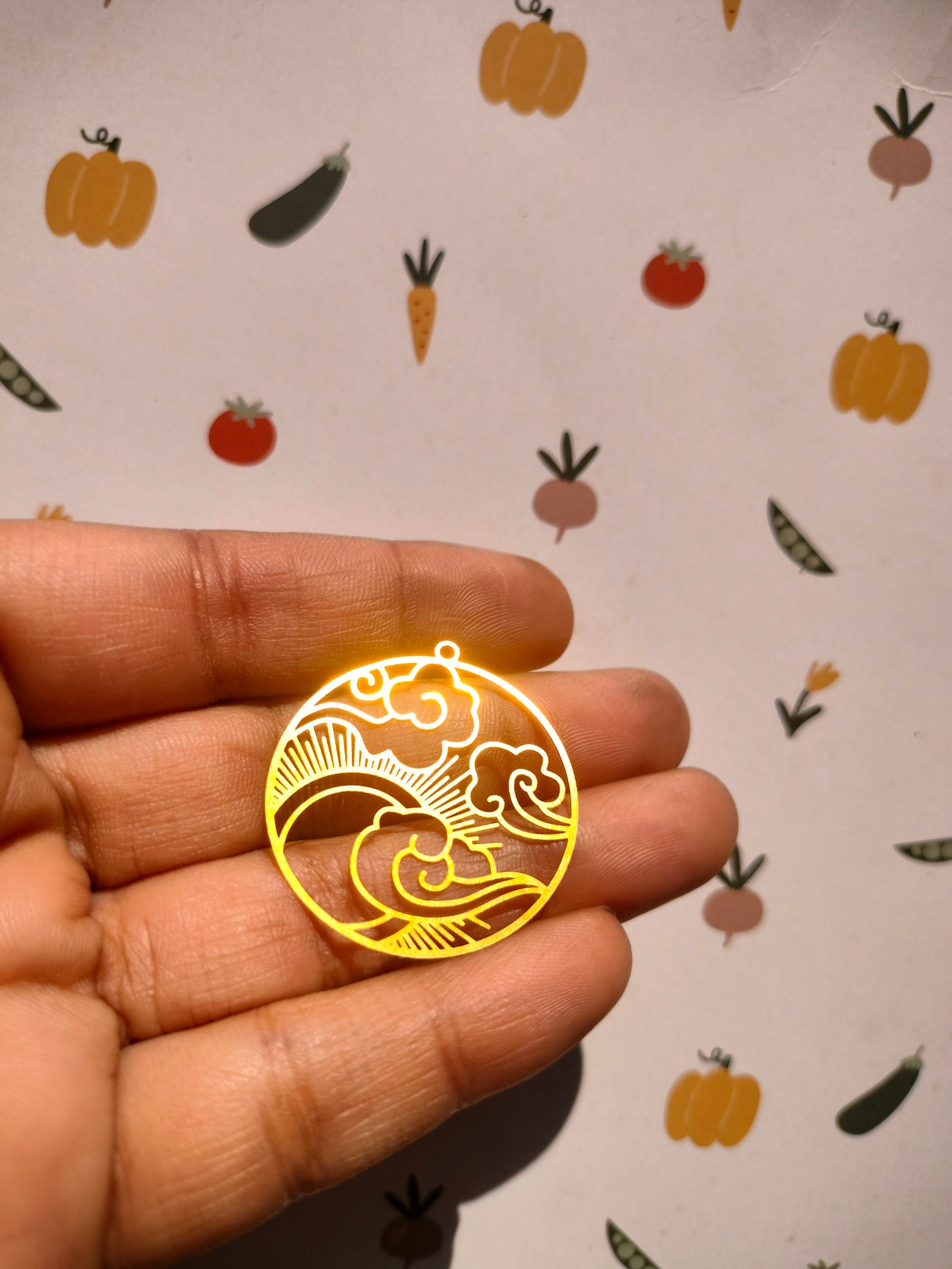 Celestial Earring Charm, Round Sunshine Clouds Charm, Landscape Earring - Style 3