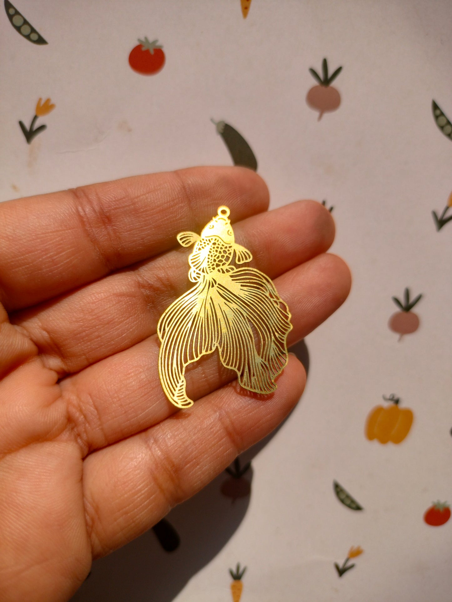 China Carp Charm, Textured fish Earring Charm, Fish Tail Charm