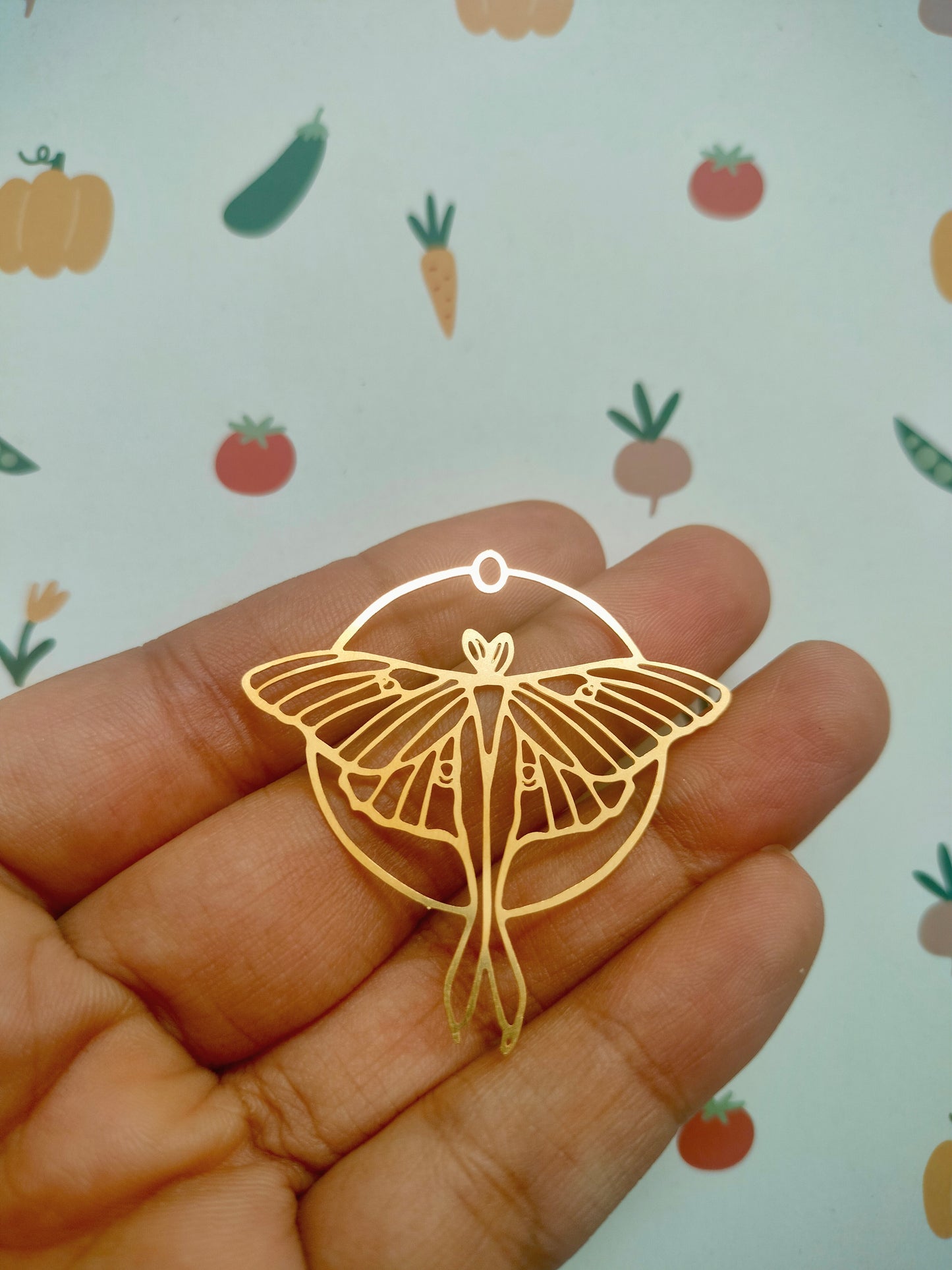 Filigree Luna Moth Brass Charm | Butterfly | Moth charm J