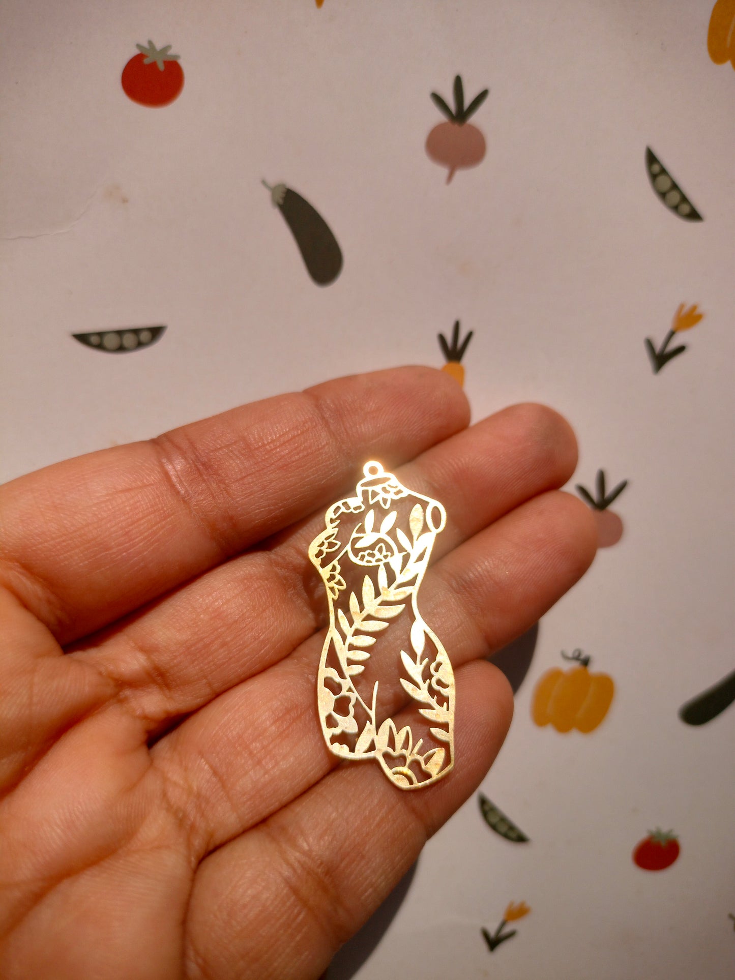 Plant Woman Earring, Geometric Earring Charm, Flower Branch Pendant