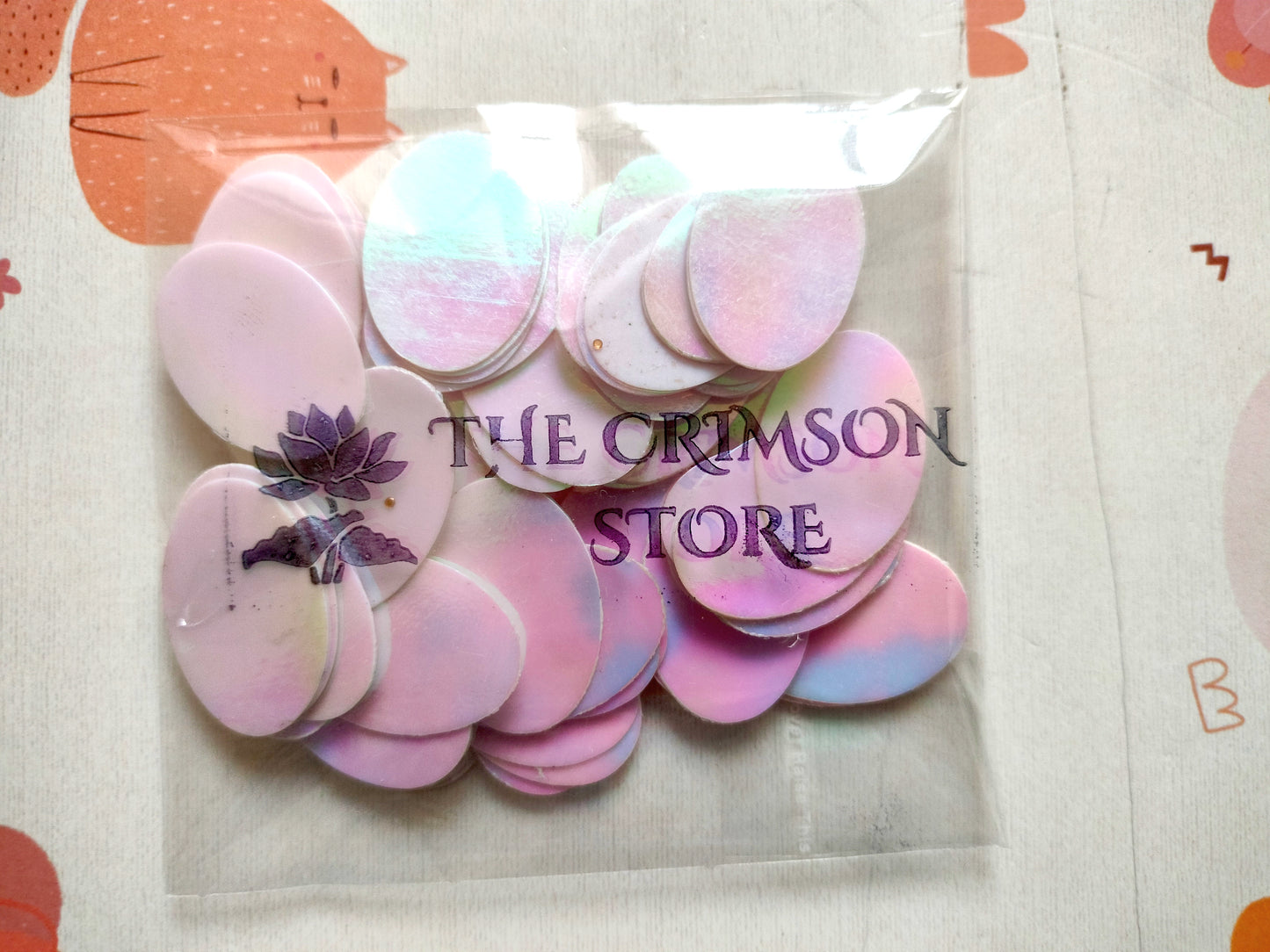 Holographic Sequin Oval | Opal Pink | 25x18mm