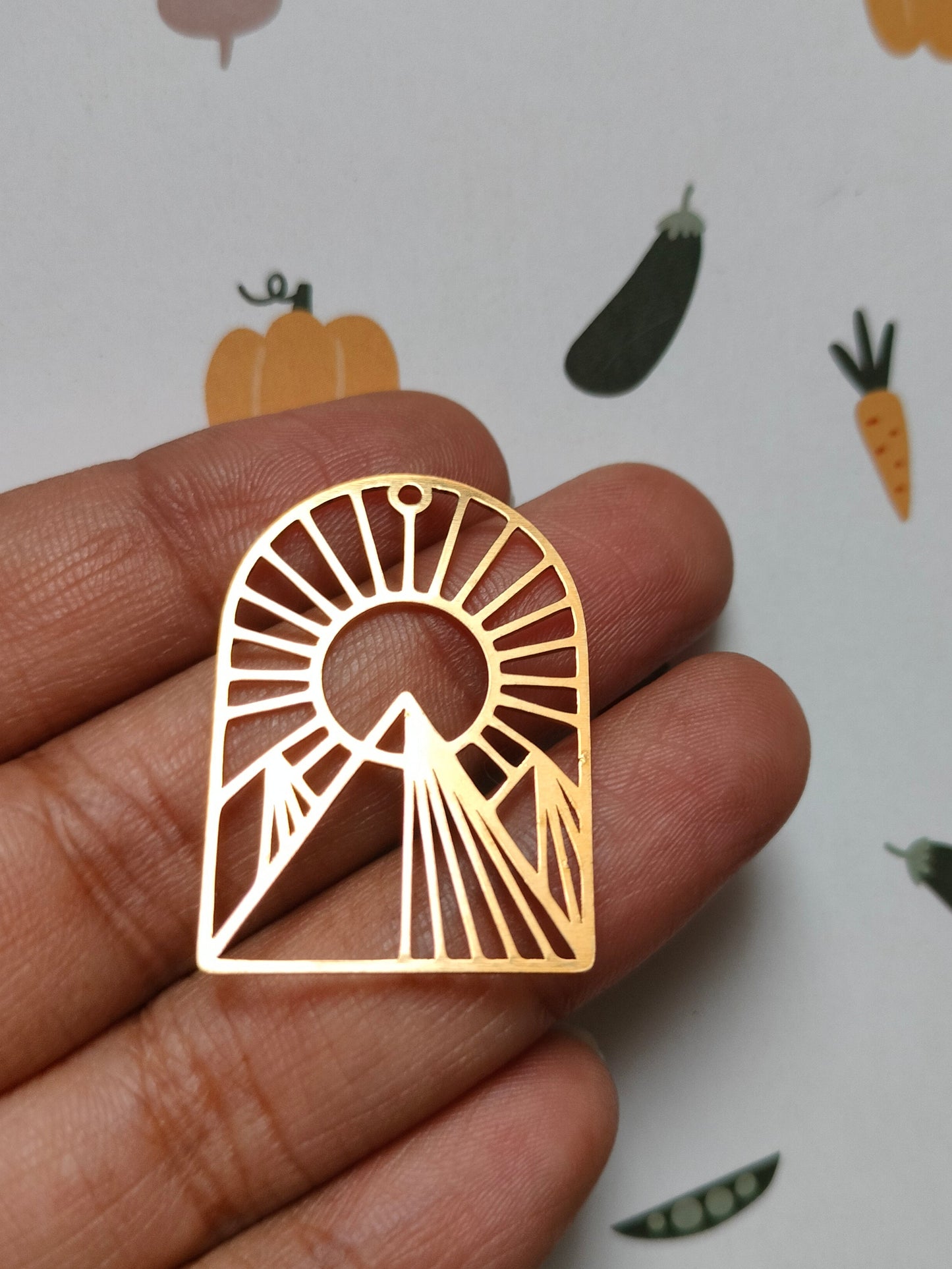 Pyramid sun Brass Charm