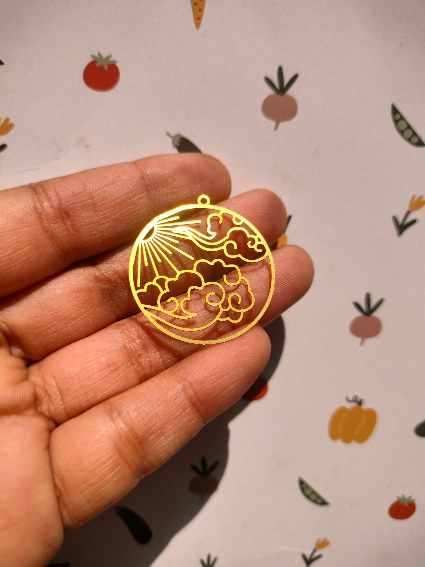 Landscape Earring Charm, Round Celestial Charm, Sunshine Clouds Earring - Style 4