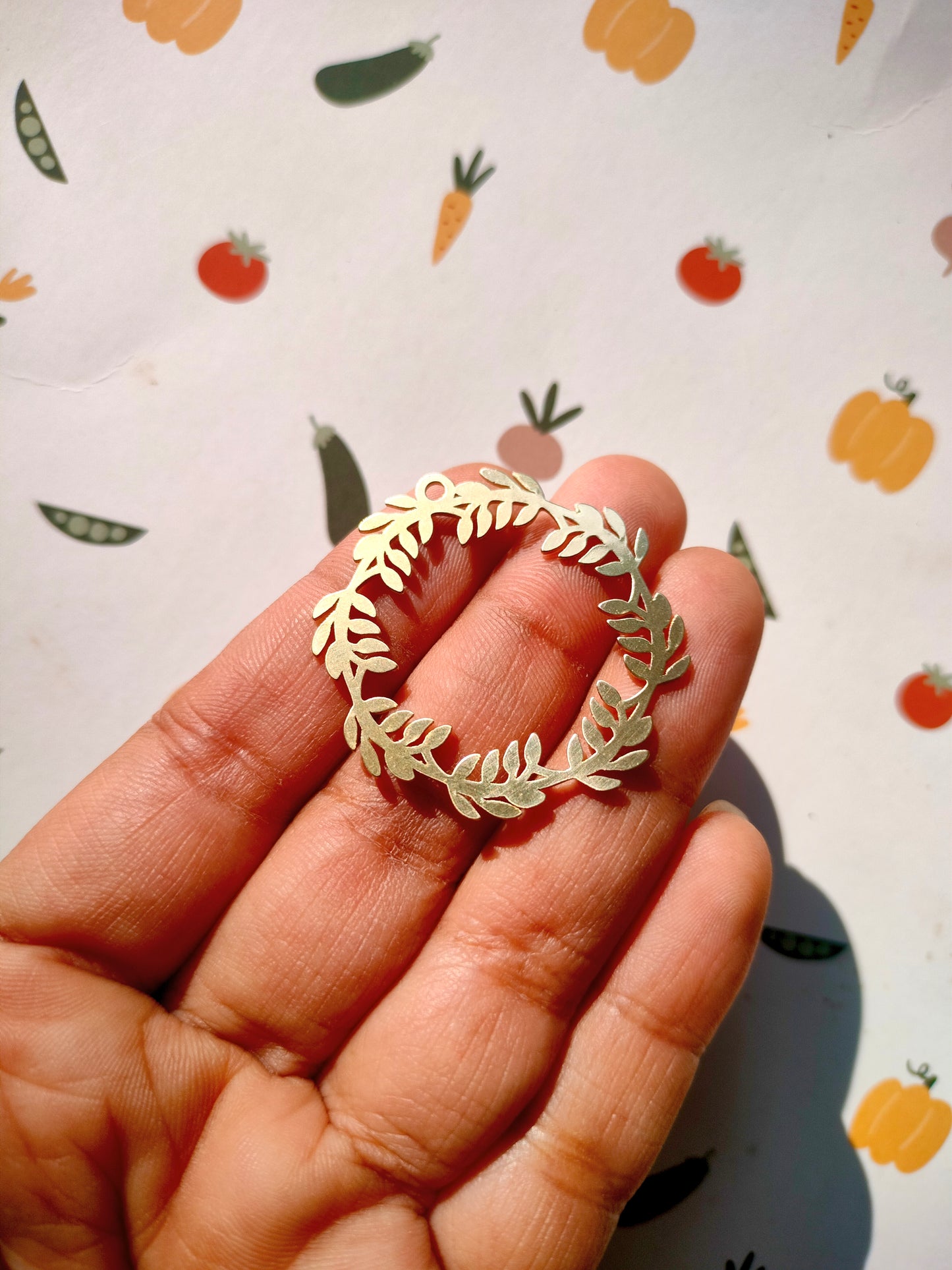 Leaf Branch Laser Cut Earring Charms, Botanical Circle Hoop Charm