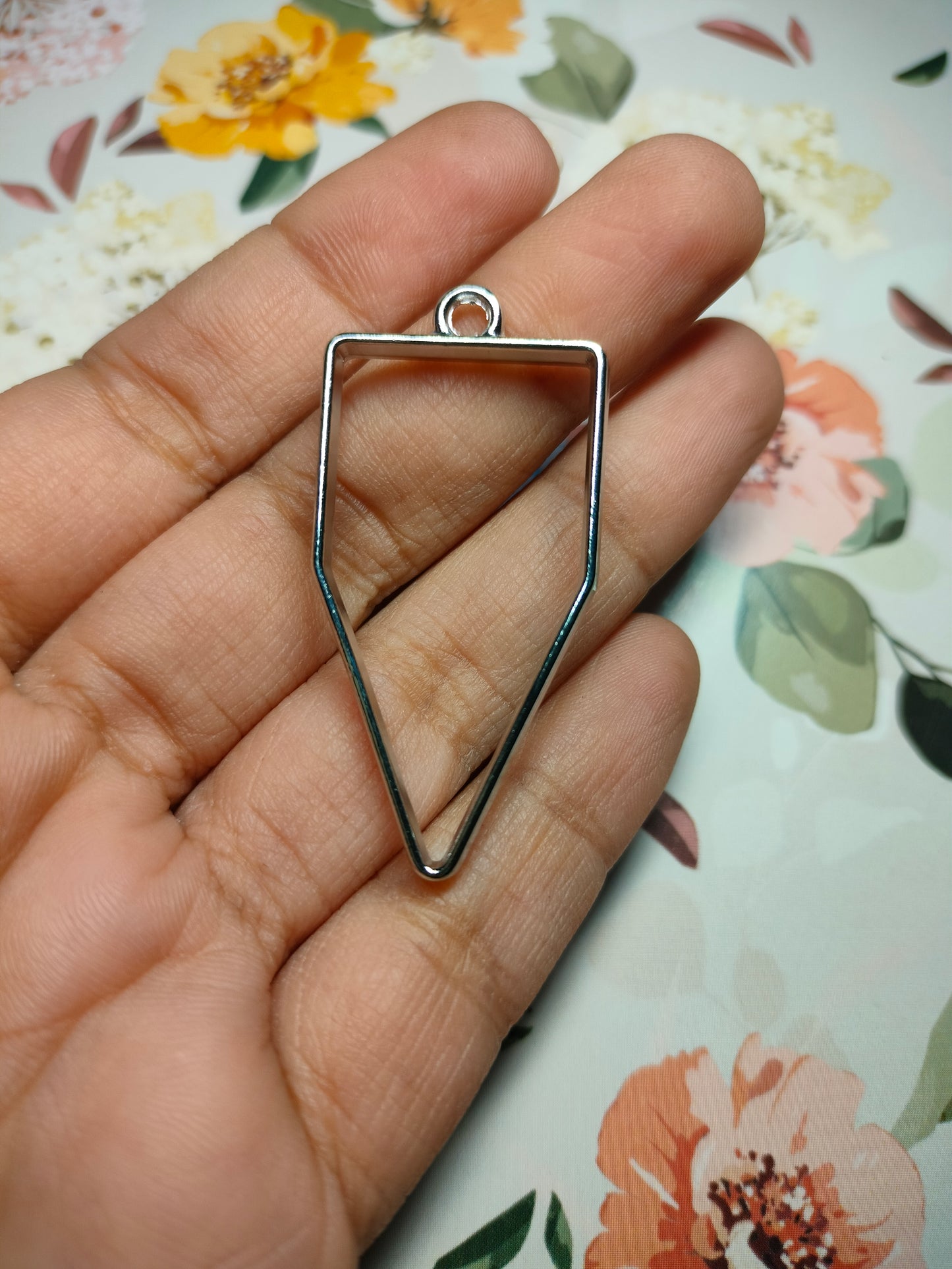 Polygon Bezel Silver |Pendant Charm| Resin Alloy Jewelry Making