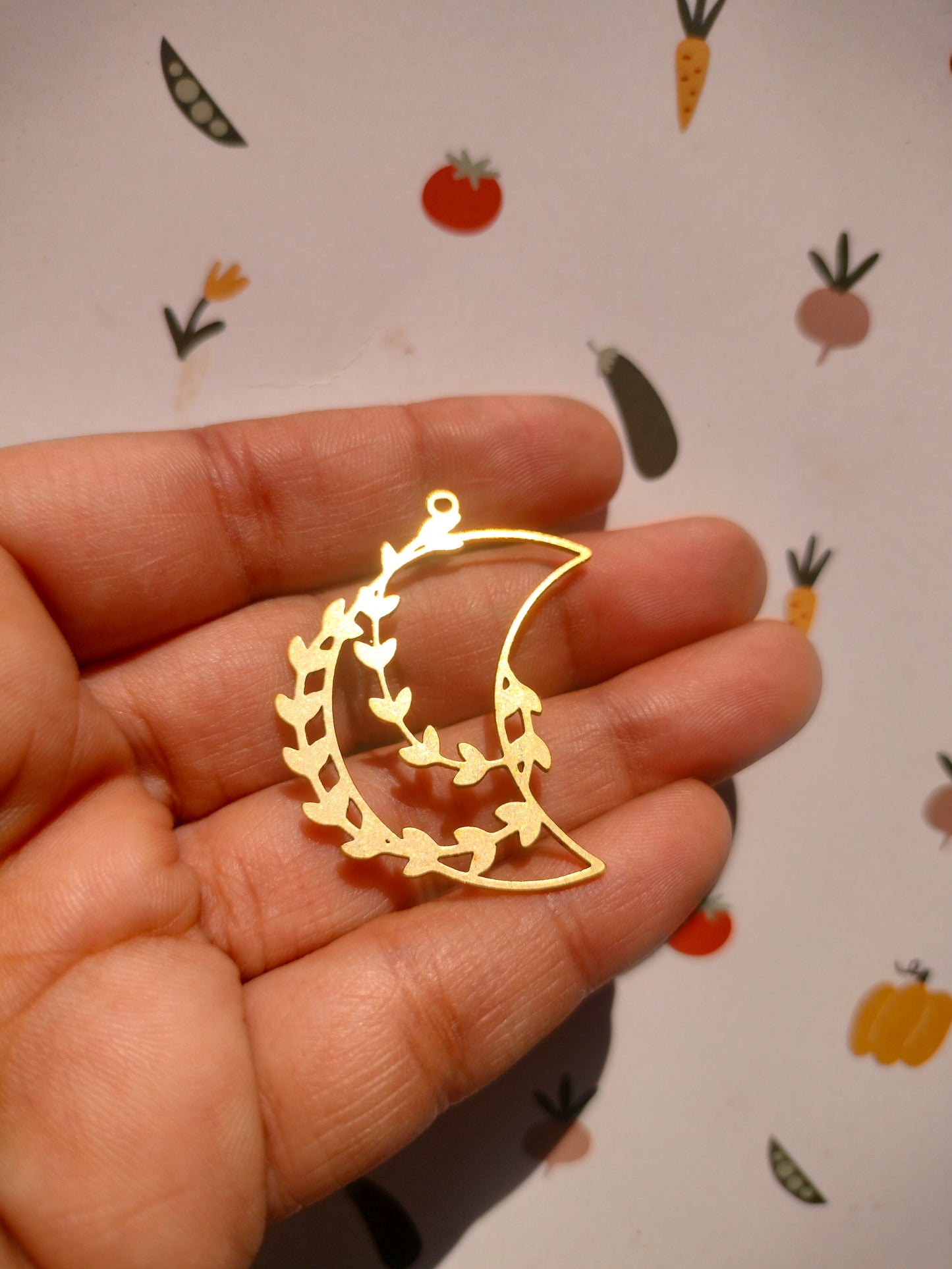 Crescent Lasercut Earring Charms, Branches Wrapped Around the Moon Pendant