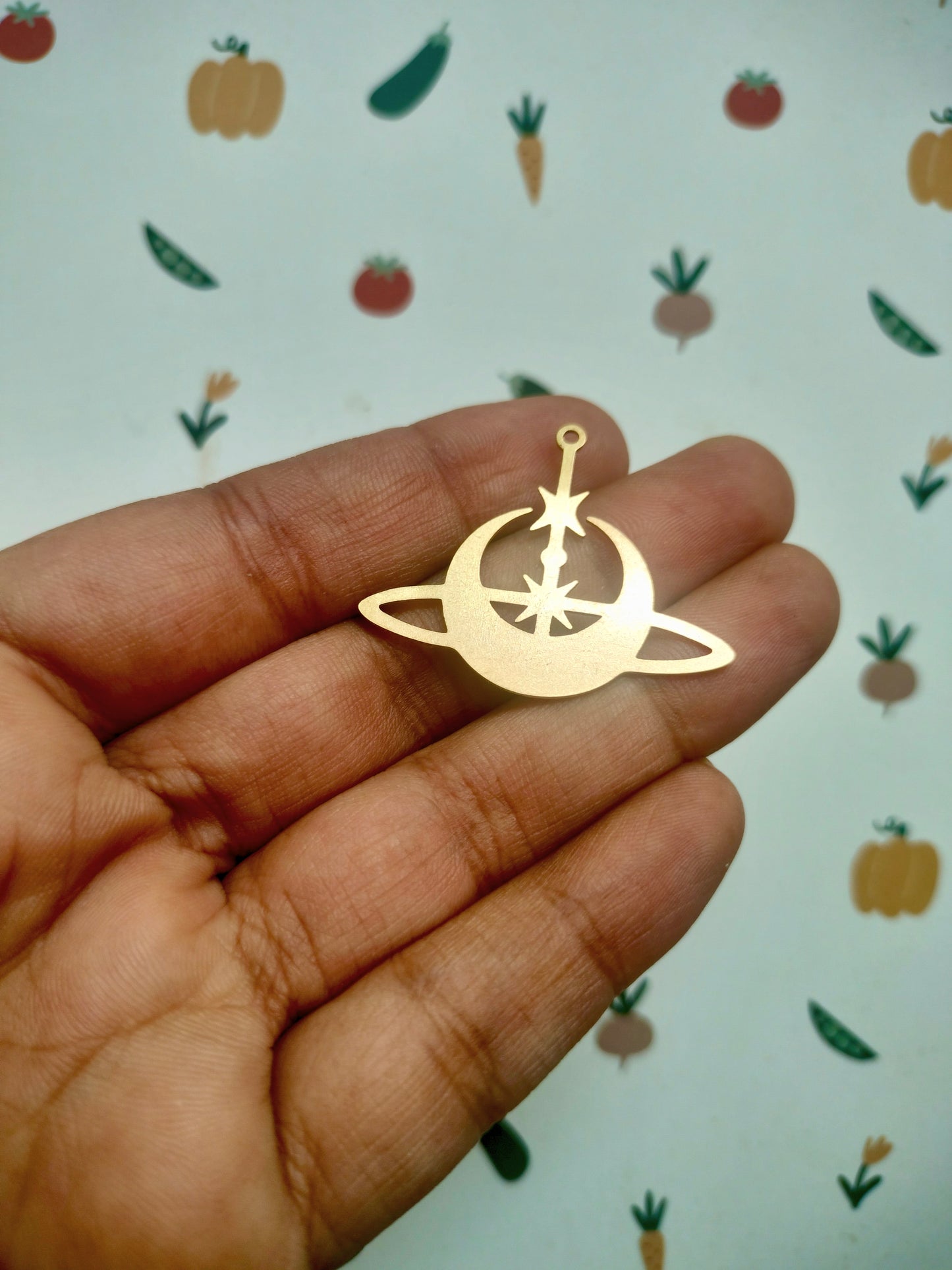 Celestial Decorative Moon Brass Charm | Moon