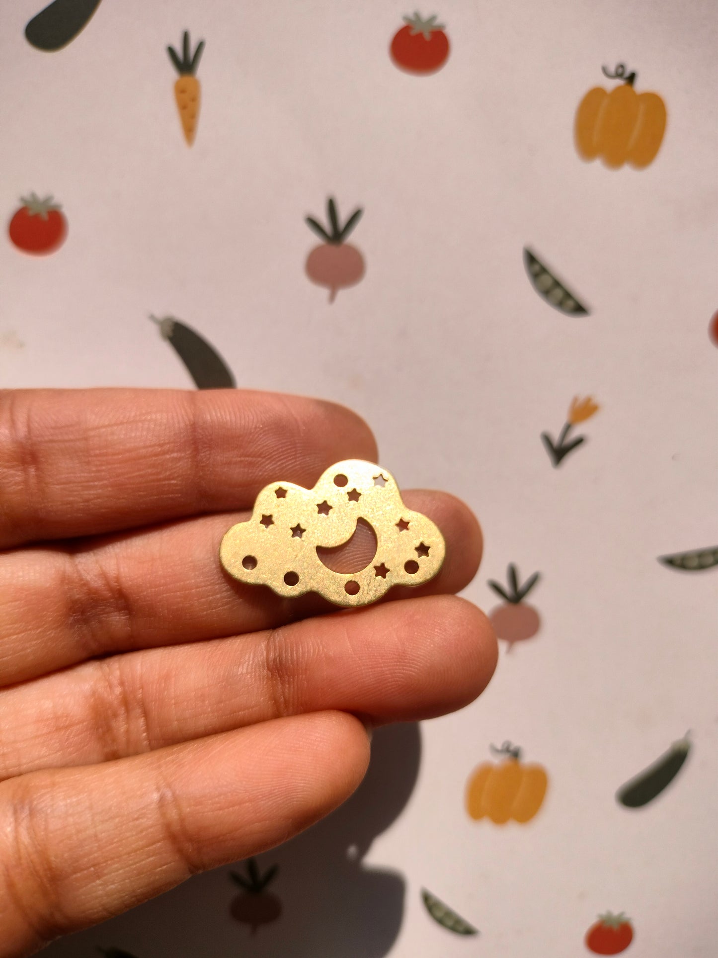 Celestial Cloud Lasercut Earring, Abstract Crescent Moon Stars, Cutout Charm