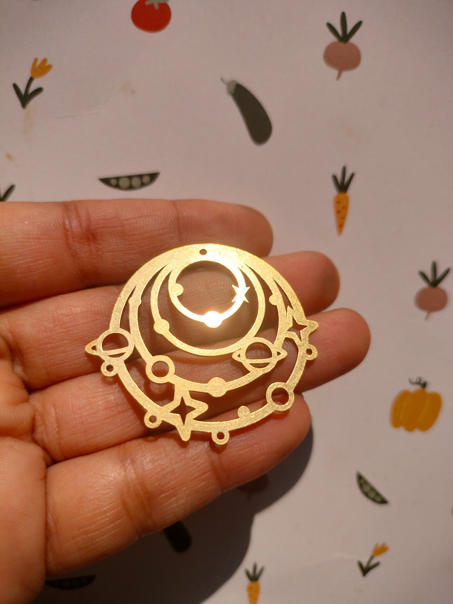 Celestial Earring Charm, Quadruple Ring Connector, Planet North Star Earring, Saturn Pendant