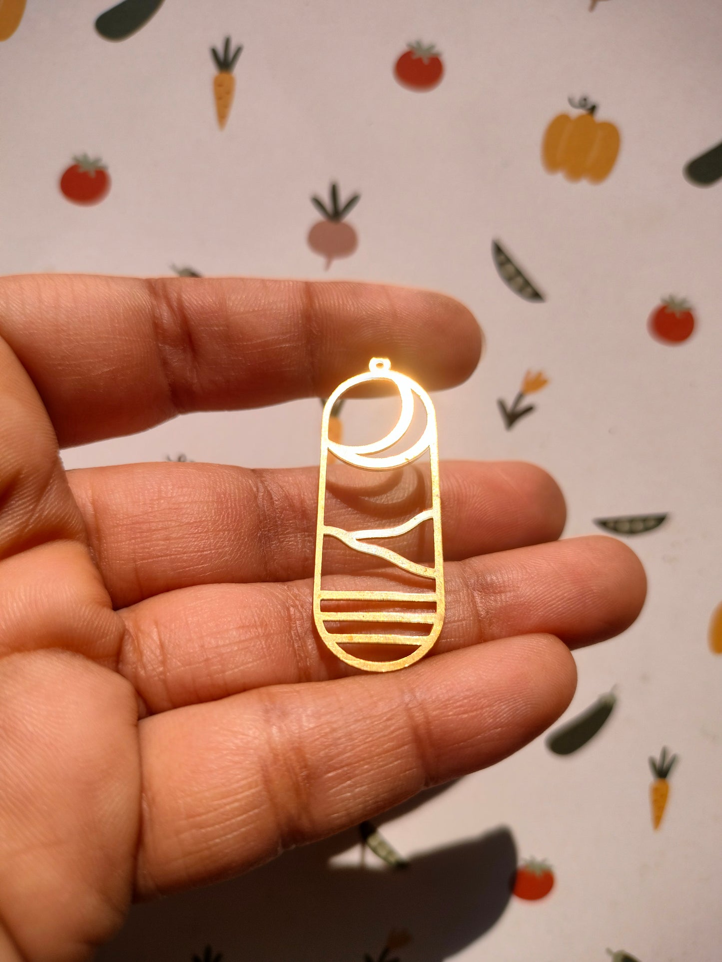 Landscape Earring Charm, Long Oval Bar Crescent Charm, Earring Findings Oval