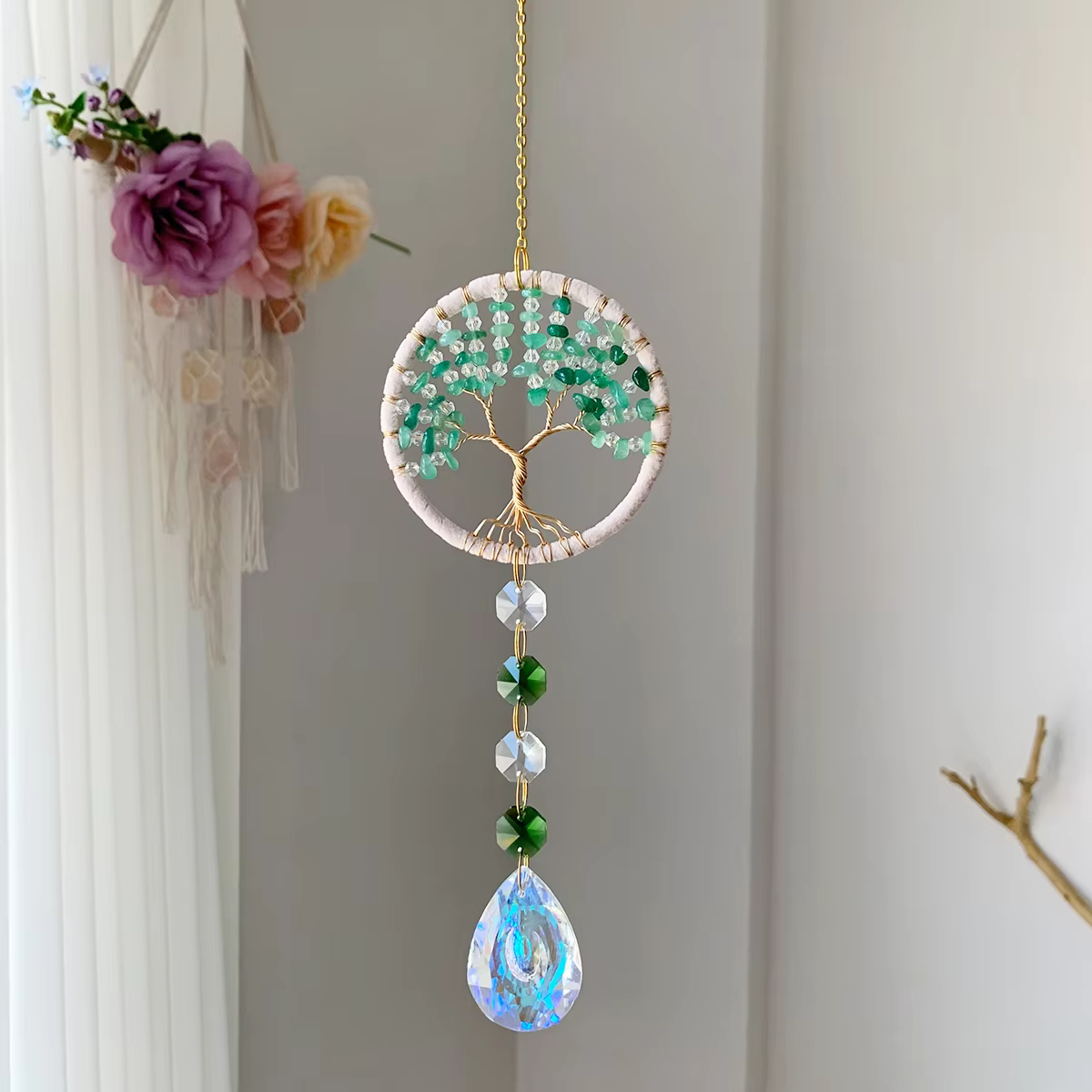 Tree of Life Dreamy Suncatcher - Green Aventurine