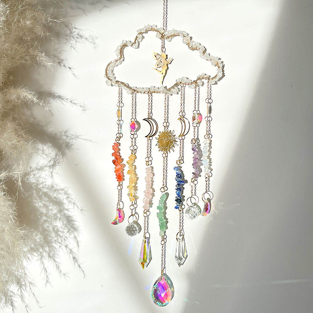Cloud Moon 7 Chakra Healing Crystal Suncatcher
