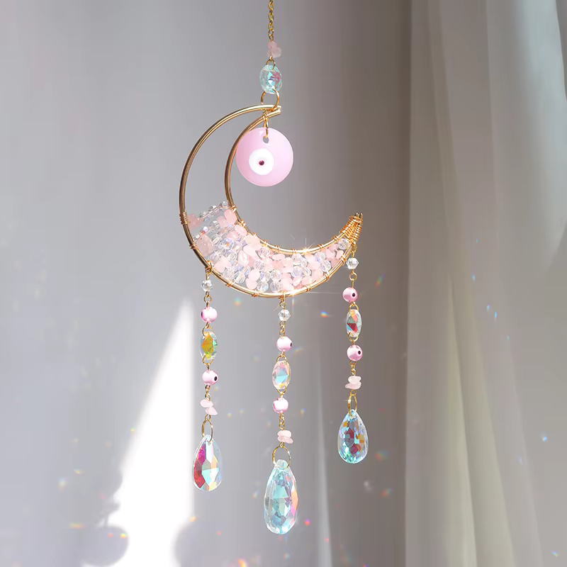 Evil Eye Suncatcher - Rose quartz