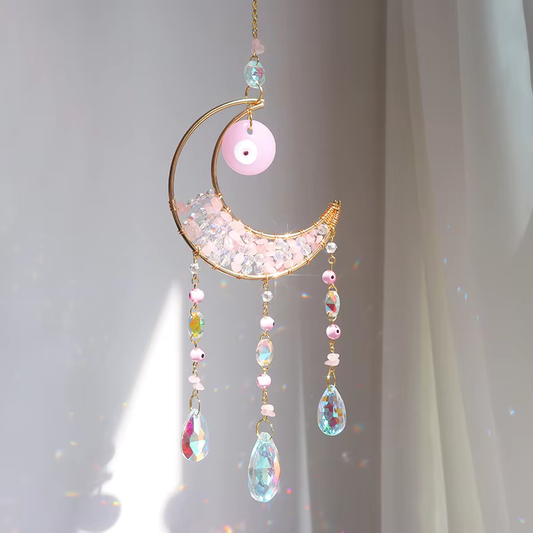 Evil Eye Suncatcher - Rose quartz