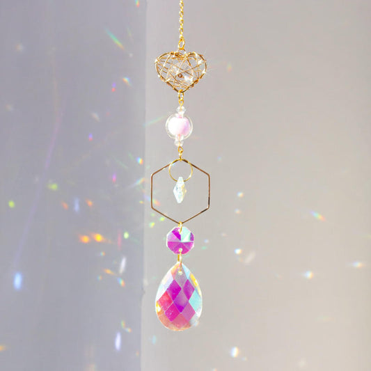 Heart Mesh Crystal Suncatcher