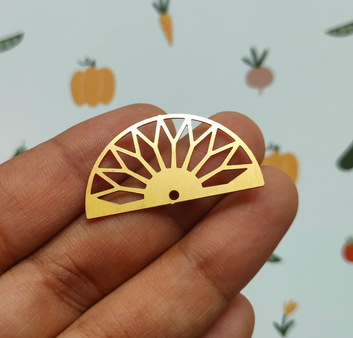 Half Sun Mandala Brass Charm