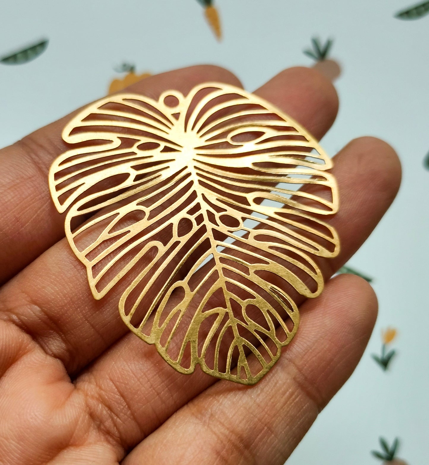 Monstera Leaf Brass Charm