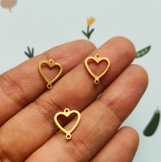 Hollow Heart Mini Brass connector Charm