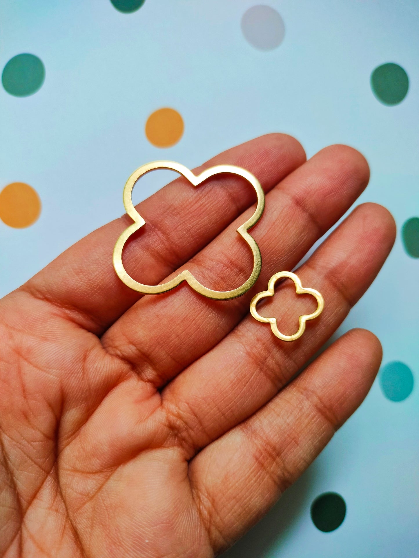 Clover leaf brass charm