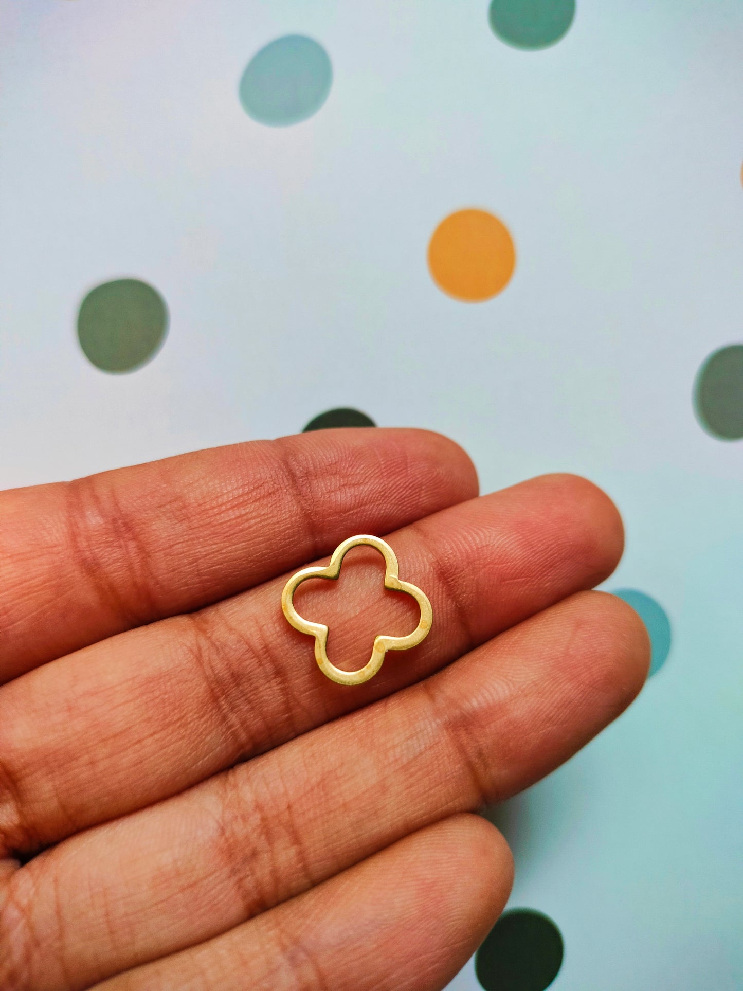 Clover leaf brass charm