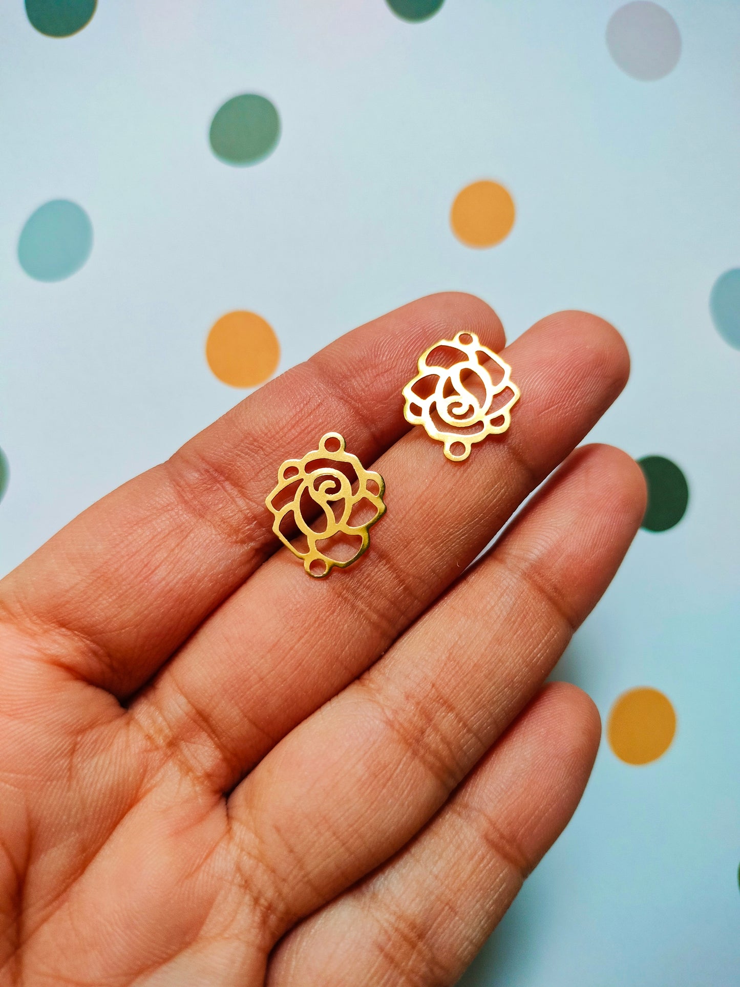 Rose connector brass charm