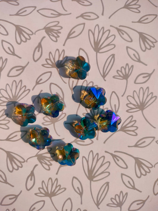 Five petal flower shaped Glass Crystal beads (Set of 8 beads)