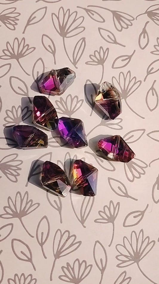 Irregular shaped Glass Crystal beads (Set of 8 beads)