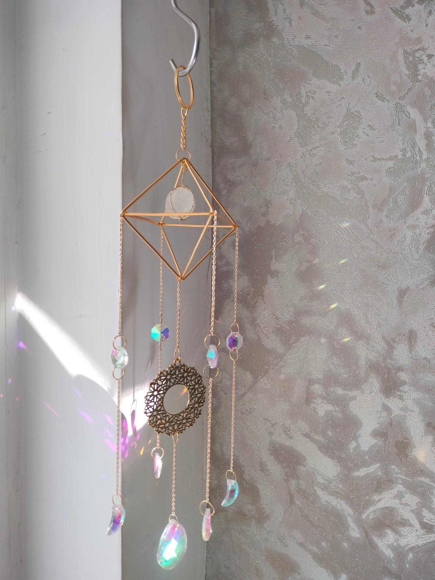 Clear quartz Crystal Suncatcher
