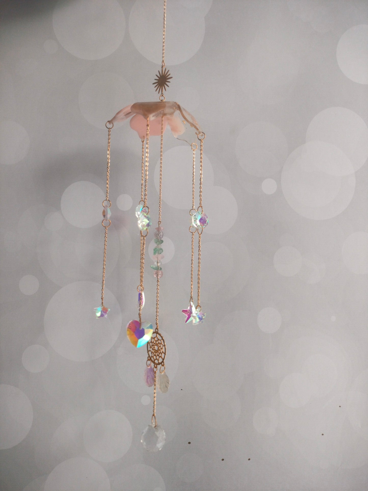Pink Umbrella Crystal Suncatcher