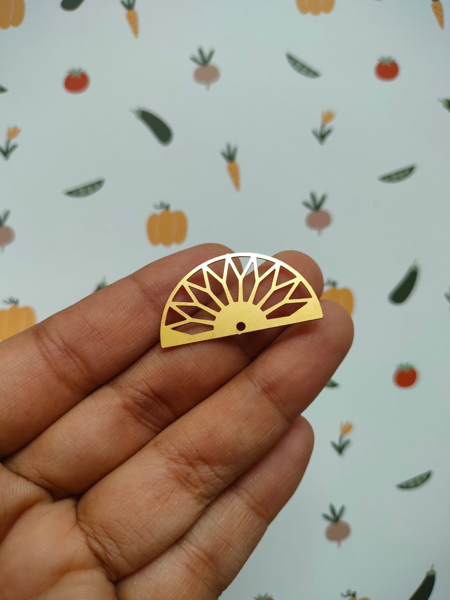 Half Sun Mandala Brass Charm