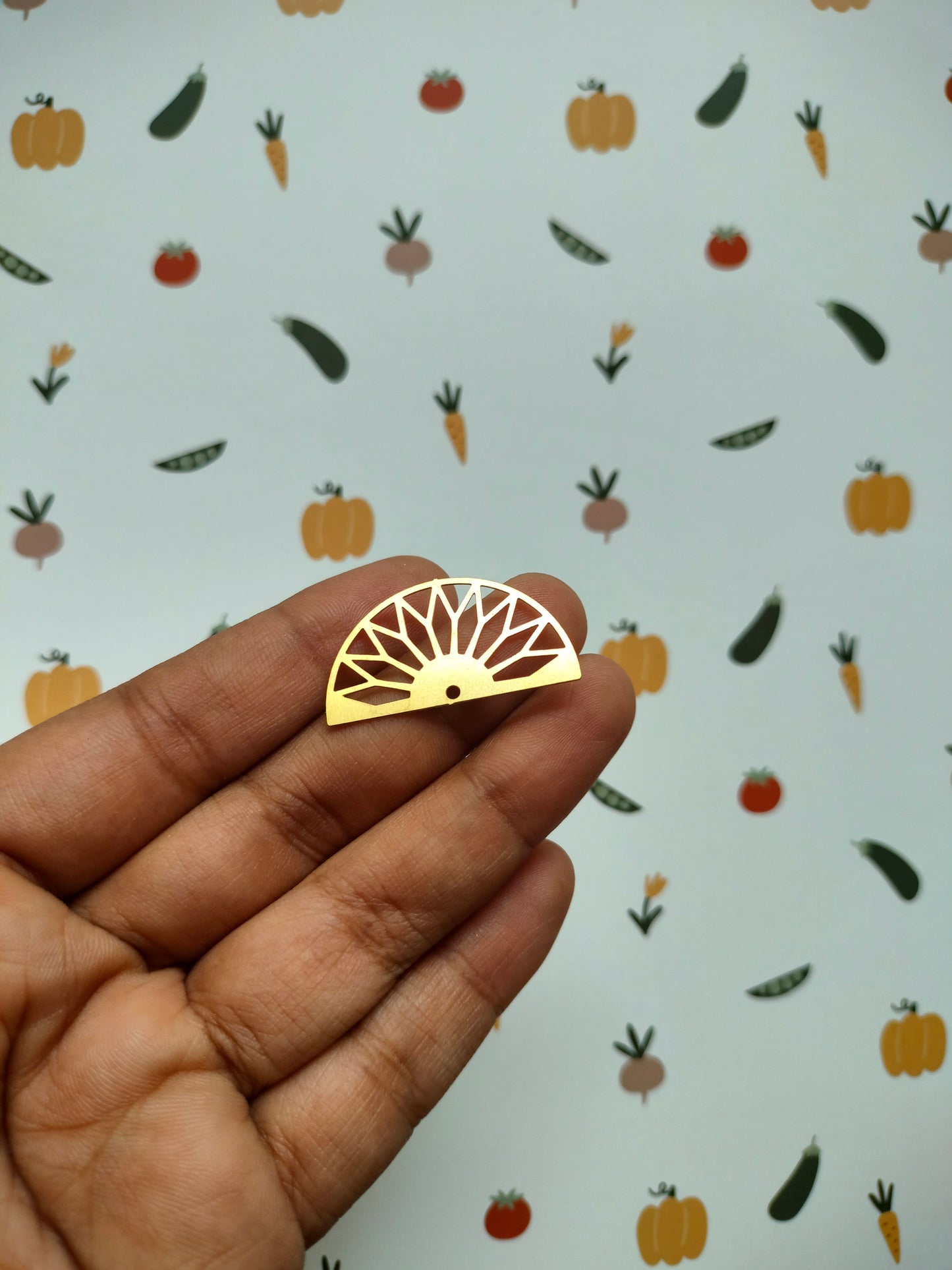 Half Sun Mandala Brass Charm