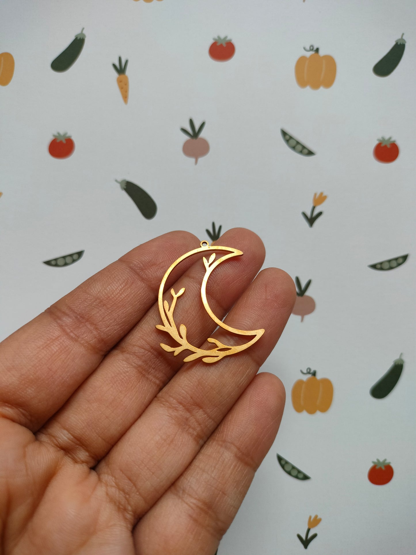 Charm Moon Leaves Brass