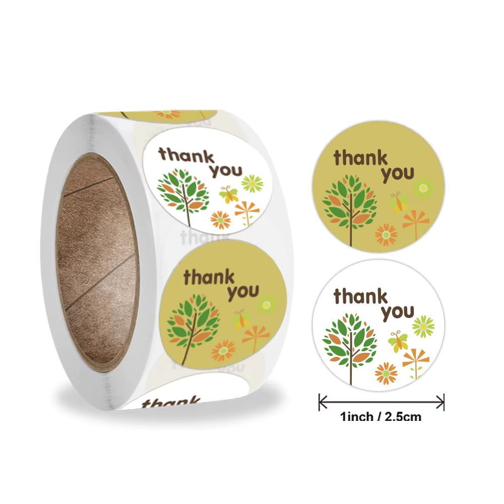 Thank you sticker Round Tree TY21 - 1 inch