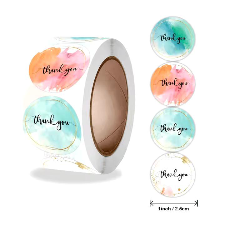 Thank you sticker MultiColor Round - 1 inch