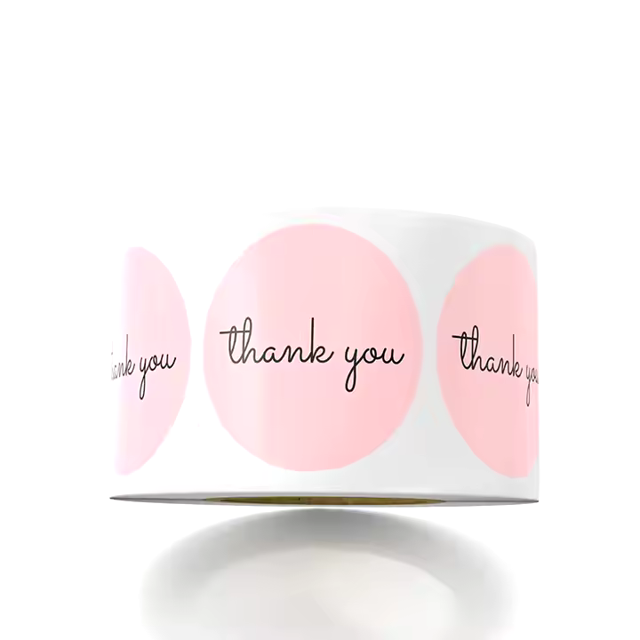 Thank you sticker Pink Round - 1 inch