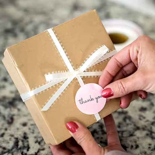 Thank you sticker Pink Round - 1 inch