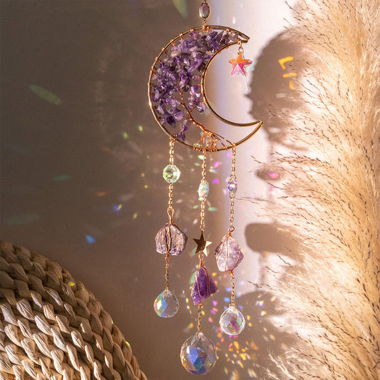 Amethyst Tree of Life Prism Crystal Moon Catcher