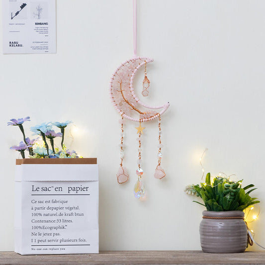 Rose Quartz Tree of Life Prism Crystal Moon Catcher