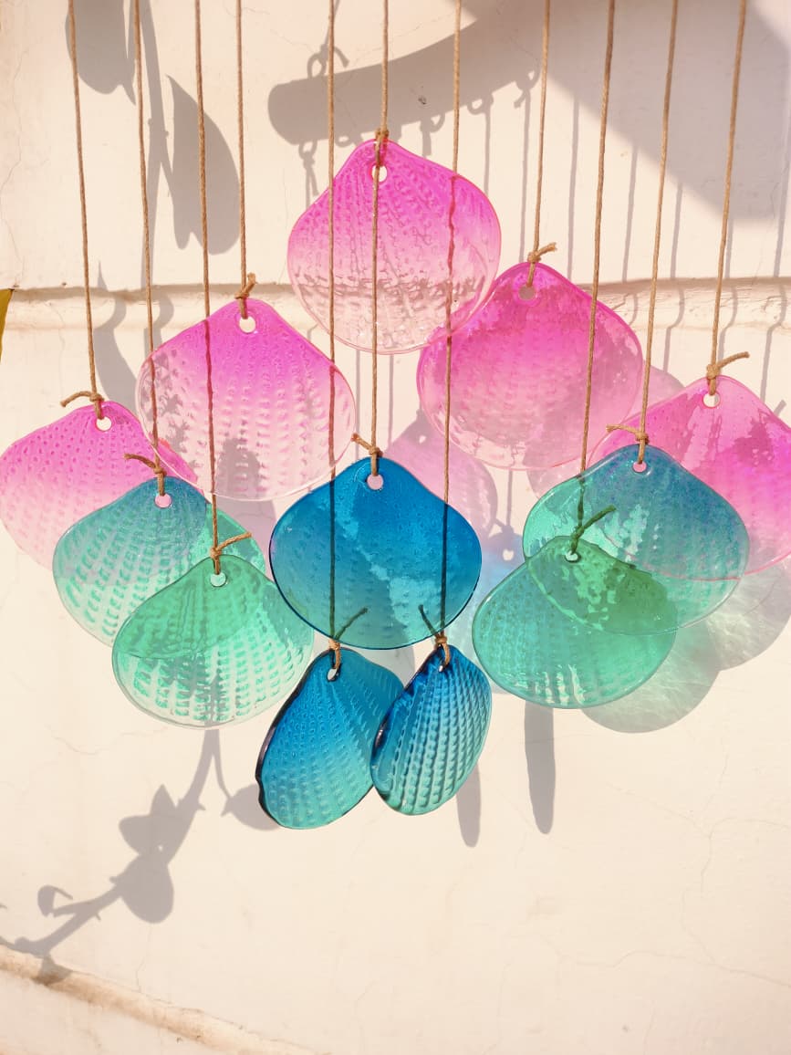 Sea Shell Stained Sea Glass Windchime Garden Decor