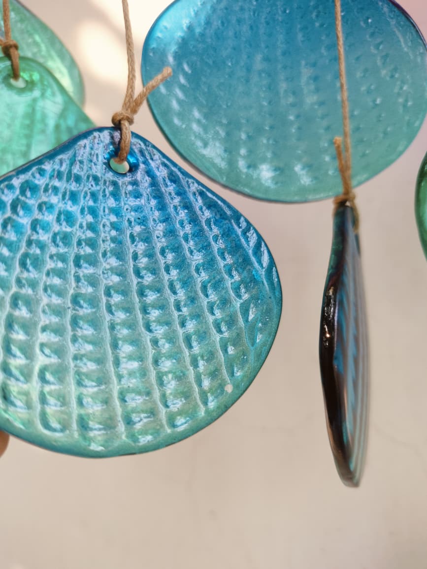 Sea Shell Stained Sea Glass Windchime Garden Decor