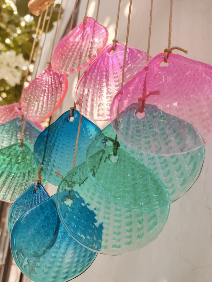 Sea Shell Stained Sea Glass Windchime Garden Decor
